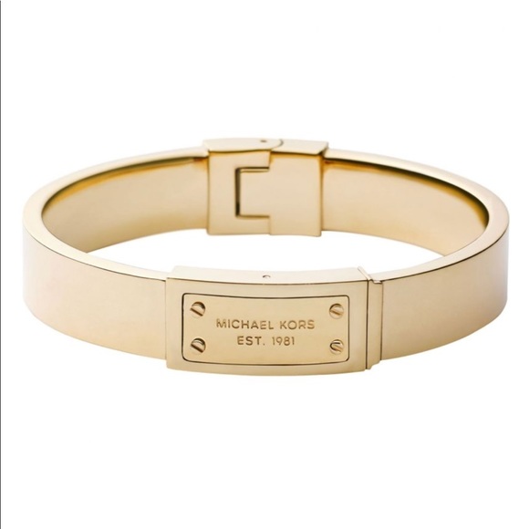 Michael Kors Jewelry | Gold Plaque Logo Bracelet Bangle | Poshmark